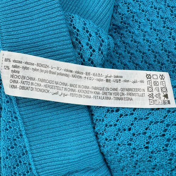 Zara Women's Pointelle Sweater Skirt Set Small Medium Turquoise Bloggers Fav - Picture 10 of 15